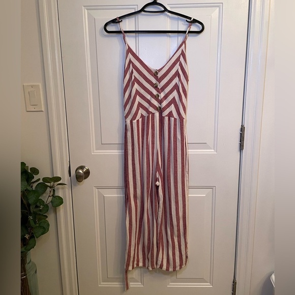 California Moon Rise - Red/White Striped Jumpsuit and Button Down - Picture 4 of 6